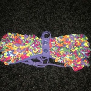 multicolored bandeau bikini top